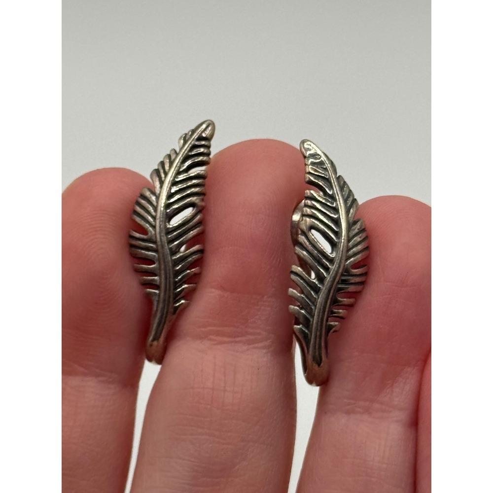 American West Carolyn Pollack Sterling Silver Feather Pierced Earrings
